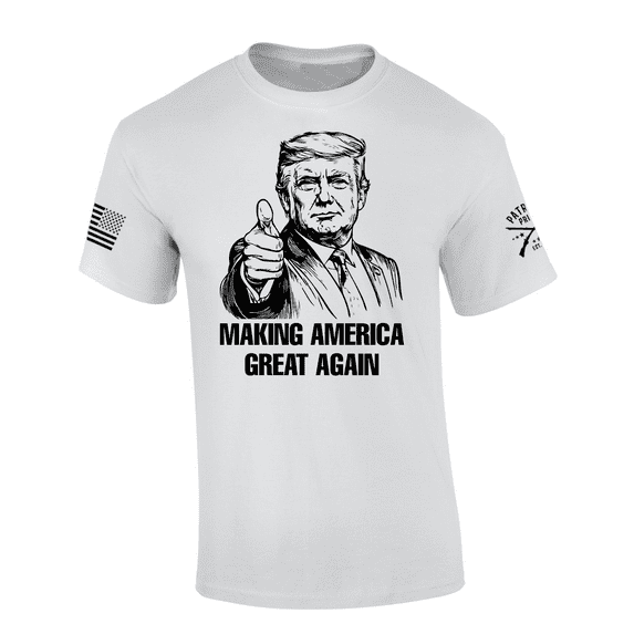 Patriot Pride Mens Funny Trump Pointing Making America Great Again MAGA Short Sleeve Tshirt-White-X-Large