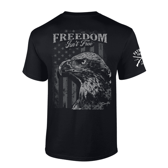 Patriot Pride Mens Graphic T-Shirt - Freedom Isn't Free American Flag, Bald Eagle-Black-medium