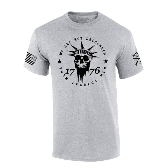 Patriot Pride Mens Political Grunge Liberty Skull Not Fearful Men 1776 Short Sleeve T-Shirt-Sport Grey-Medium