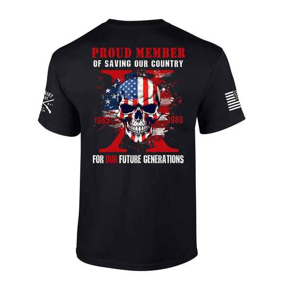Patriot Pride Mens Proud Member Gen X Saving Our Country Short Sleeve T-Shirt-Black-X-Large