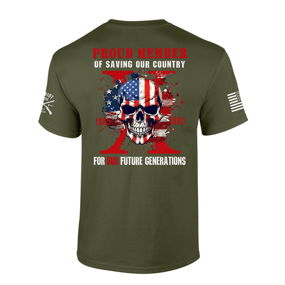 Patriot Pride Mens Proud Member Gen X Saving Our Country Short Sleeve T-Shirt-Military Green-Large