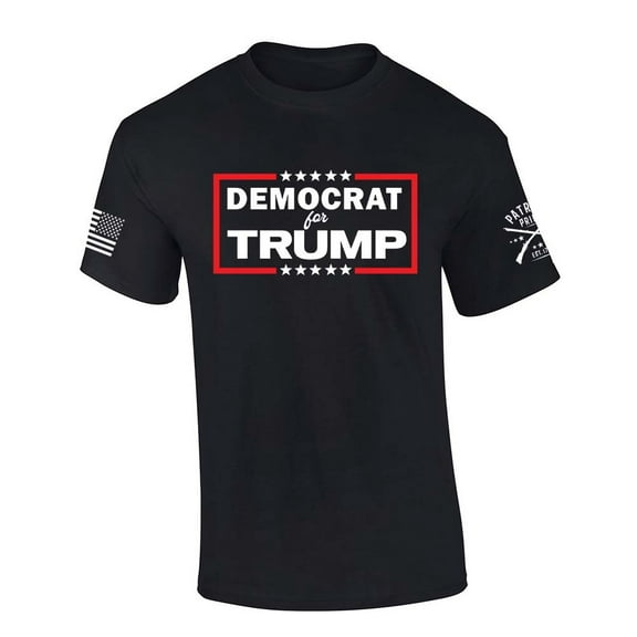 Patriot Pride Mens Trump Tshirt Democrat For Trump Short Sleeve T-shirt-Black-large