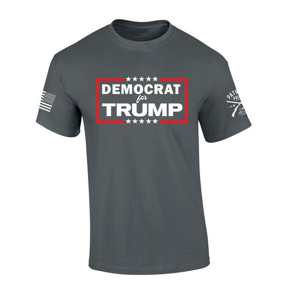 Patriot Pride Mens Trump Tshirt Democrat For Trump Short Sleeve T-shirt-Charcoal-medium