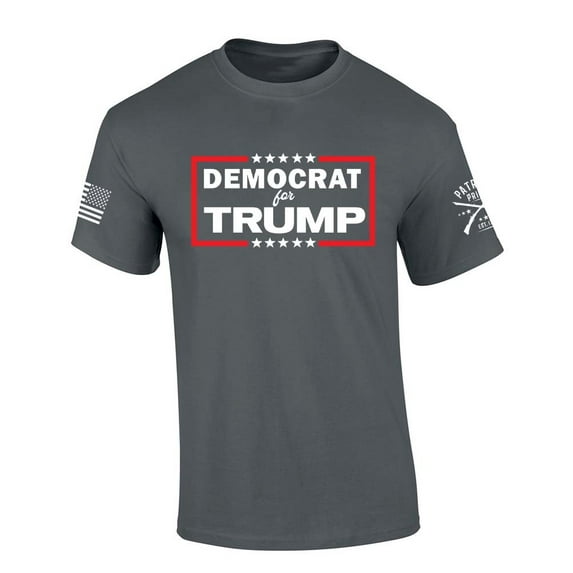 Patriot Pride Mens Trump Tshirt Democrat For Trump Short Sleeve T-shirt-Charcoal-xl