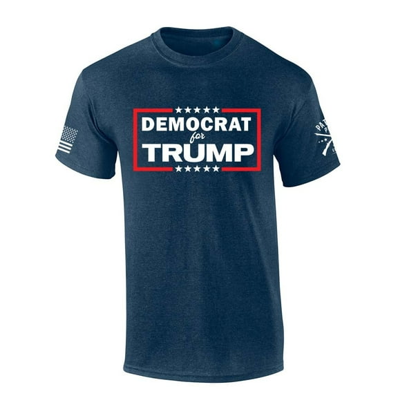 Patriot Pride Mens Trump Tshirt Democrat For Trump Short Sleeve T-shirt-Heather Navy-medium