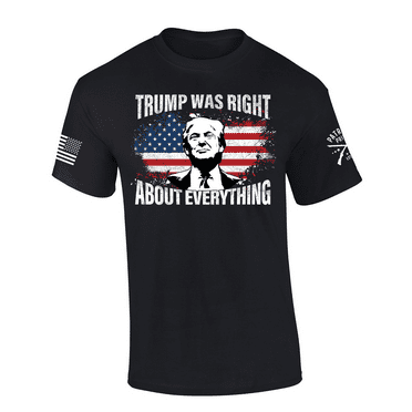 Patriot Pride Mens Trump Was Right Silhouette Distressed Flag Short Sleeve T-Shirt-Black-4X-Large