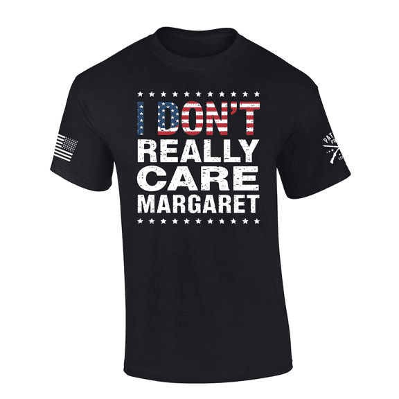 Patriot Pride Mens USA Flag I Don't Really Care Margaret Short Sleeve T-Shirt-Black-Large