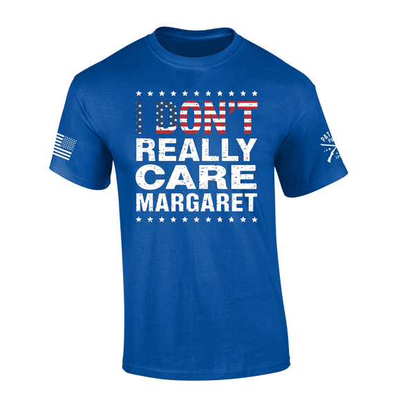 Patriot Pride Mens USA Flag I Don't Really Care Margaret Short Sleeve T-Shirt-Royal-XX-Large