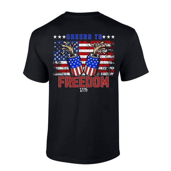 Patriot Pride Reckless Patriot Men's 4th of July Graphic T-Shirt - 1776 Cheers To Freedom, Patriotic Drinks Design-Black-5xl