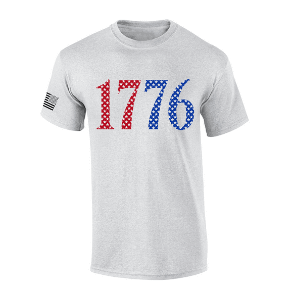 Patriot Pride Reckless Patriot Men's 4th of July Graphic T-Shirt - 1776 Red, Blue, & White Stars Design-Ash-4xl