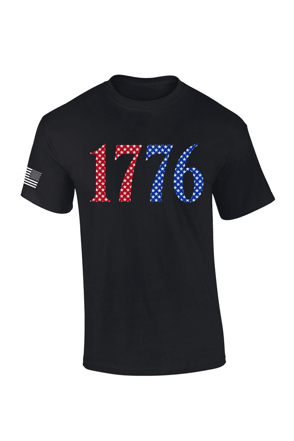 Patriot Pride Reckless Patriot Men's 4th of July Graphic T-Shirt - 1776 Red, Blue, & White Stars Design-Black-xxxl