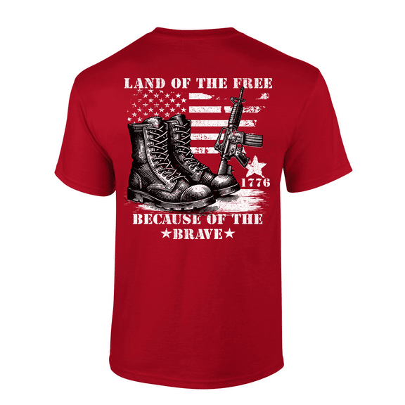 Patriot Pride Reckless Patriot Men's 4th of July Graphic T-Shirt - Land of The Free Because of The Brave Design-Cherry Red-medium