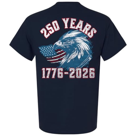 Patriot Pride Reckless Patriot Men’s Graphic T-Shirt – 250 Years 1776–2026 Distressed American Flag Eagle Tribute Design, Navy, Medium