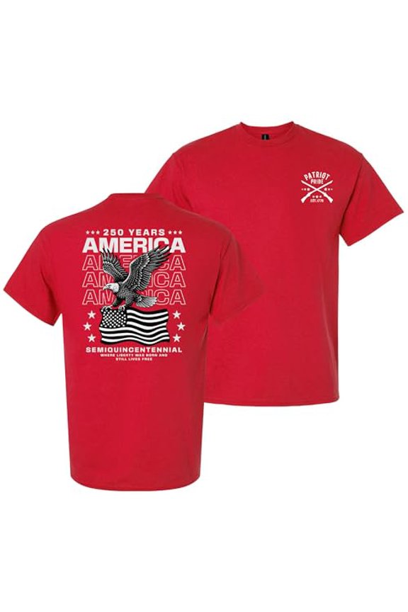 Patriot Pride Reckless Patriot Men’s Graphic T-Shirt – 250 Years of America Eagle & Flag Semiquincentennial Design, Red 3XL