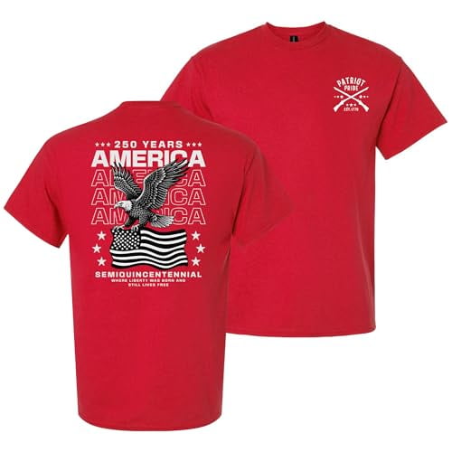 Patriot Pride Reckless Patriot Men’s Graphic T-Shirt – 250 Years of America Eagle & Flag Semiquincentennial Design, Red 4XL