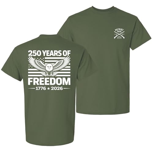 Patriot Pride Reckless Patriot Men’s Graphic T-Shirt – 250 Years of American Freedom Eagle & Flag Design -Military-6XL