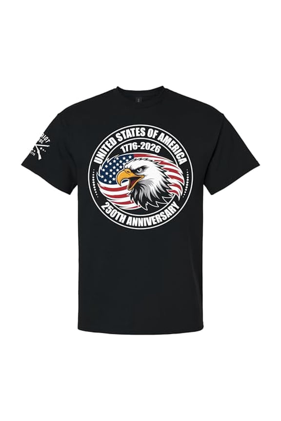 Patriot Pride Reckless Patriot Men’s Graphic T-Shirt – 250th Anniversary of America 1776-2026, Eagle in Flag Design, Black, Large