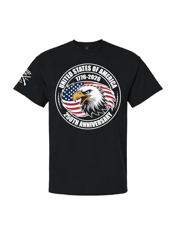 Patriot Pride Reckless Patriot Men’s Graphic T-Shirt – 250th Anniversary of America 1776-2026, Eagle in Flag Design, Black, X-Large