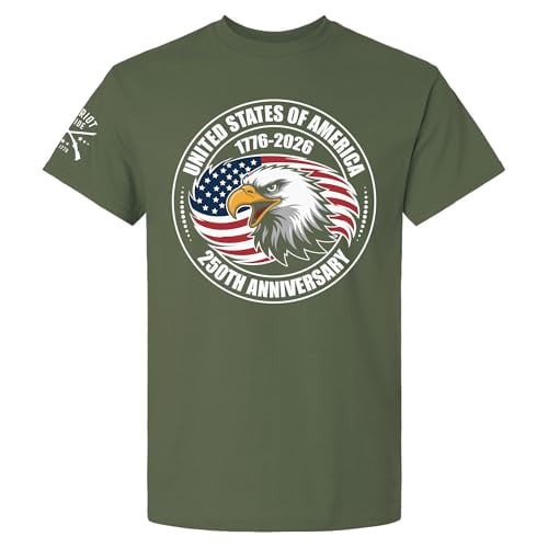 Patriot Pride Reckless Patriot Men’s Graphic T-Shirt – 250th Anniversary of America 1776-2026, Eagle in Flag Design, Military, Large