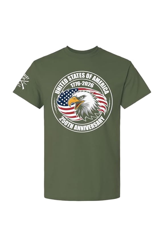 Patriot Pride Reckless Patriot Men’s Graphic T-Shirt – 250th Anniversary of America 1776-2026, Eagle in Flag Design, Military, Large
