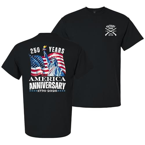 Patriot Pride Reckless Patriot Men’s Graphic T-Shirt – America's 250 Years Anniversary Statue of Liberty Design, Black, 5XL