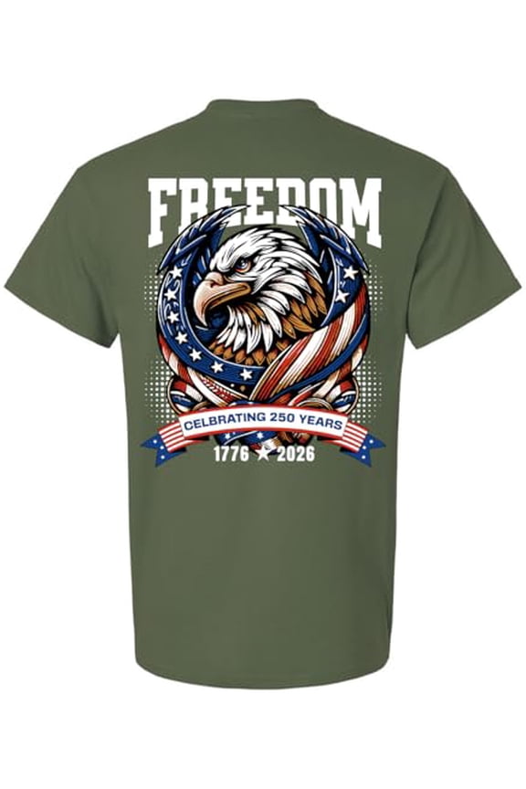 Patriot Pride Reckless Patriot Men’s Graphic T-Shirt – Freedom Eagle “Celebrating 250 Years” 1776–2026 USA Flag Design, Military, 3X-Large