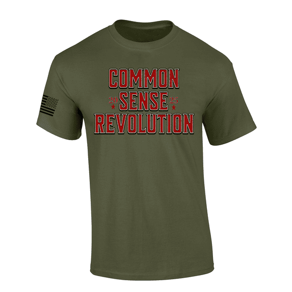 Patriot Pride Reckless Patriot Political Mens Common Sense Revolution 2025 Short Sleeve T-Shirt-Military Green-6X-Large