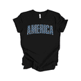 thumbnail image 1 of Patriot Pride Reckless Patriot Women's 4th of July Graphic T-Shirt - Curved America Tattered With Stars Design-Black-4xl, 1 of 1
