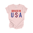 thumbnail image 1 of Patriot Pride Reckless Patriot Women's 4th of July Graphic T-Shirt - God Bless The USA, Checkered Design-Soft Pink-large, 1 of 1