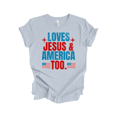 thumbnail image 1 of Patriot Pride Reckless Patriot Women's 4th of July Graphic T-Shirt - Loves Jesus & America Too Design-Light Blue-4xl, 1 of 1
