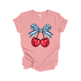 thumbnail image 1 of Patriot Pride Reckless Patriot Women's 4th of July Graphic T-Shirt - Patriotic Bow And Cherries Design-Pink-large, 1 of 1