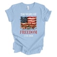 thumbnail image 1 of Patriot Pride Reckless Patriot Women’s Graphic T-Shirt – 250 Years of Freedom 1776–2026 Floral American Flag Design, Baby Blue, Small, 1 of 2