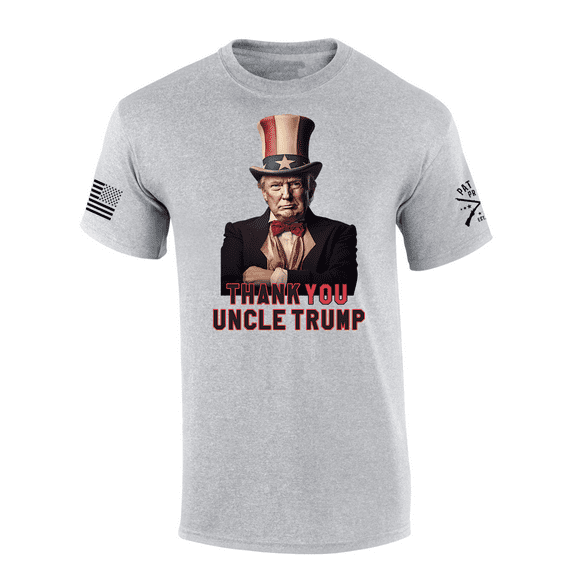Patriot Pride Thank You Uncle Trump American Flag Sleeve T-shirt-Sports Grey-xl