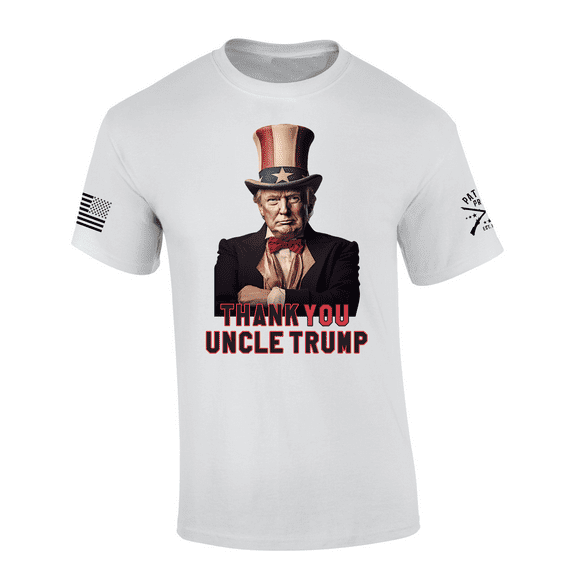 Patriot Pride Thank You Uncle Trump American Flag Sleeve T-shirt-White-small