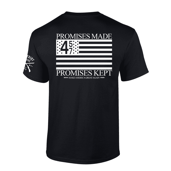 Patriot Pride Trump 45-47 American Flag Promises Made Promises Kept Short-Sleeve T-shirt-Black-xl