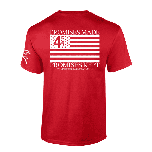 Patriot Pride Trump 45-47 American Flag Promises Made Promises Kept Short-Sleeve T-shirt-Red-small