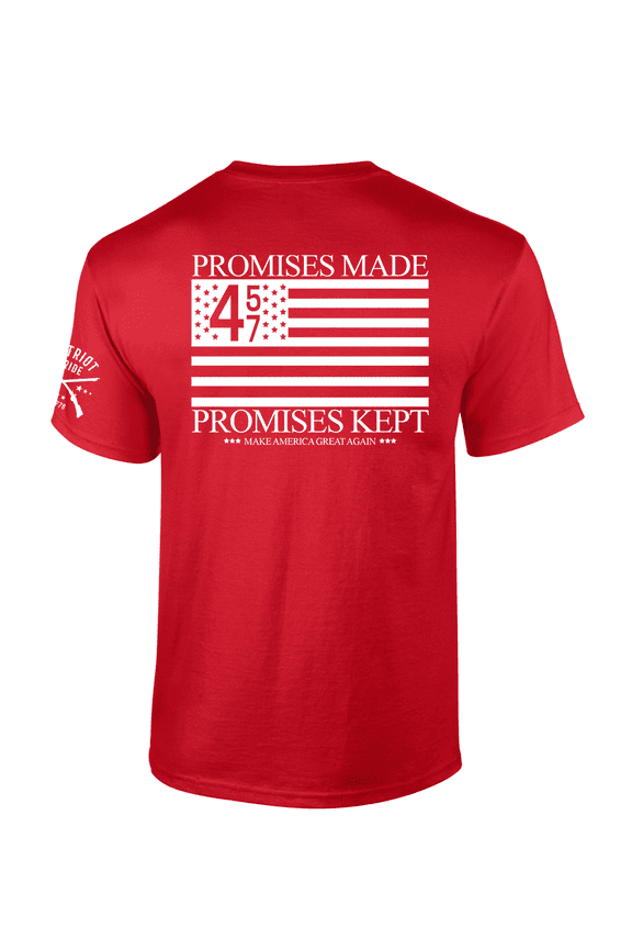 Patriot Pride Trump 45-47 American Flag Promises Made Promises Kept Short-Sleeve T-shirt-Red-xxl