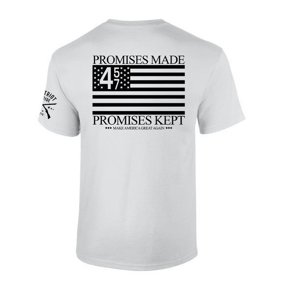 Patriot Pride Trump 45-47 American Flag Promises Made Promises Kept Short-Sleeve T-shirt-White-small