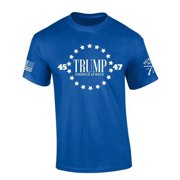Patriot Pride Trump America Is Back Circled Stars 45-47 American Flag Short-Sleeve T-Shirt-Royal-large