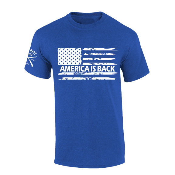 Patriot Pride Trump America Is Back Distressed American Flag Short-Sleeve T-Shirt-Antique Royal-small