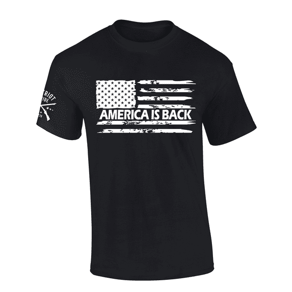Patriot Pride Trump America Is Back Distressed American Flag Short-Sleeve T-Shirt-Black-4xl
