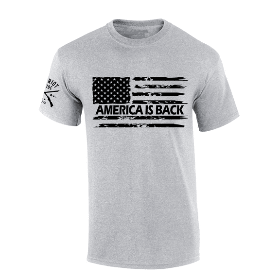 Patriot Pride Trump America Is Back Distressed American Flag Short-Sleeve T-Shirt-Sports Grey-4xl