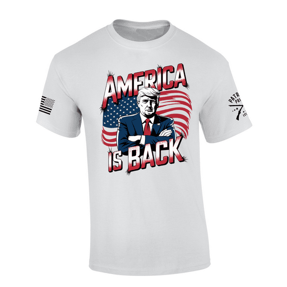 Patriot Pride Trump Arms Crossed With American Flag America Is Back Short-Sleeve T-Shirt-White-xl