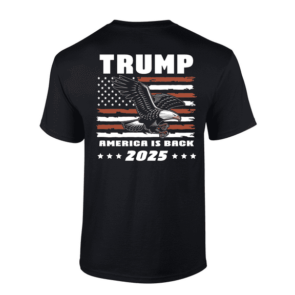Patriot Pride Trump Eagle Distressed American Flag America Is Back 2025 Short-Sleeve T-Shirt-Black-medium