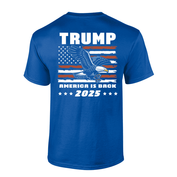 Patriot Pride Trump Eagle Distressed American Flag America Is Back 2025 Short-Sleeve T-Shirt-Royal-6xl