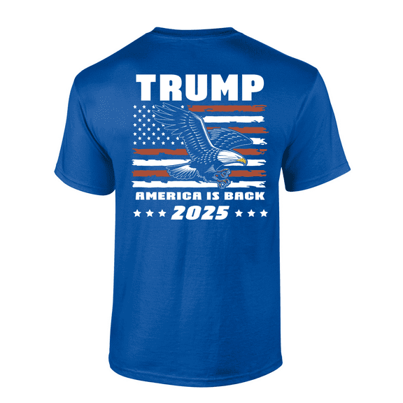 Patriot Pride Trump Eagle Distressed American Flag America Is Back 2025 Short-Sleeve T-Shirt-Royal-large