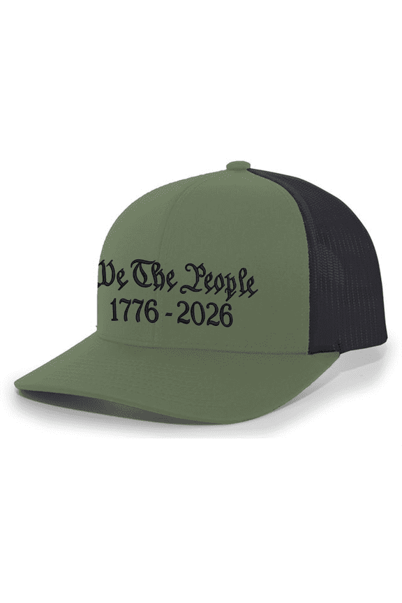 Patriot Pride We The People 1776-2026 Embroidered Trucker Hat - USA American Pride 250 Year Anniversary Snapback Cap-Loden/Black