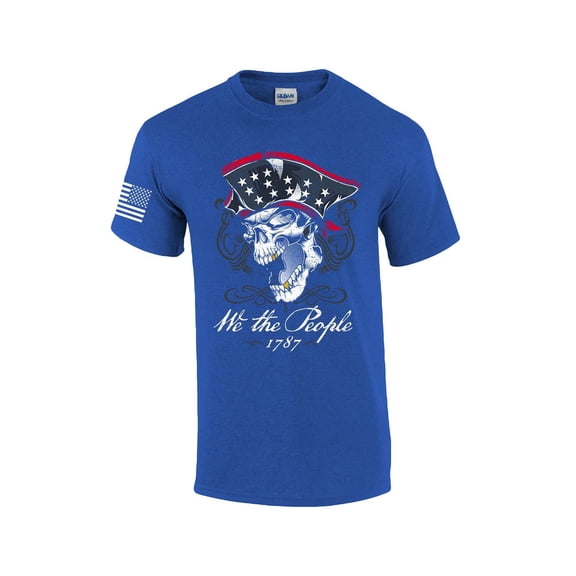 Patriot Pride We The People Pirate Skull Men's Short Sleeve T-shirt Graphic Tee-Antique Royal-6xl