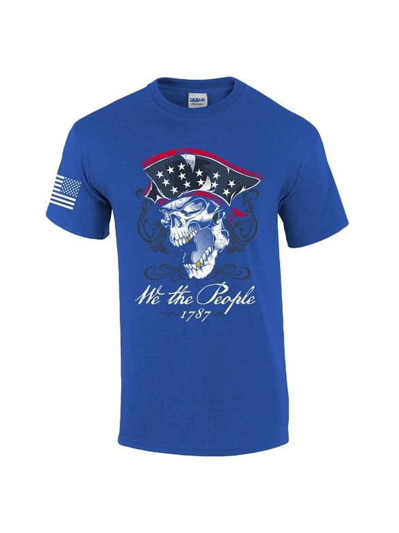 Patriot Pride We The People Pirate Skull Men's Short Sleeve T-shirt Graphic Tee-Antique Royal-large