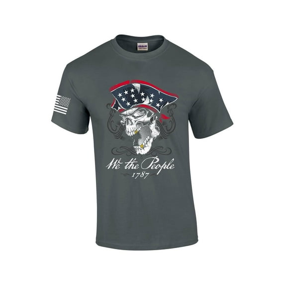 Patriot Pride We The People Pirate Skull Men's Short Sleeve T-shirt Graphic Tee-Charcoal-xxl